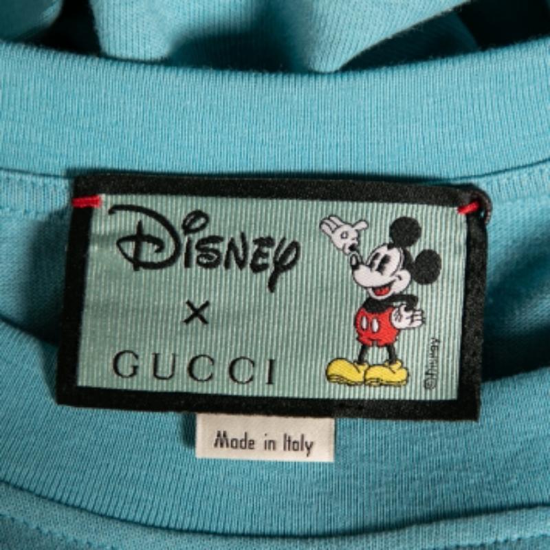 Gucci x Disney - T-shirt à manches courtes en coton imprimé bleu, taille M 5