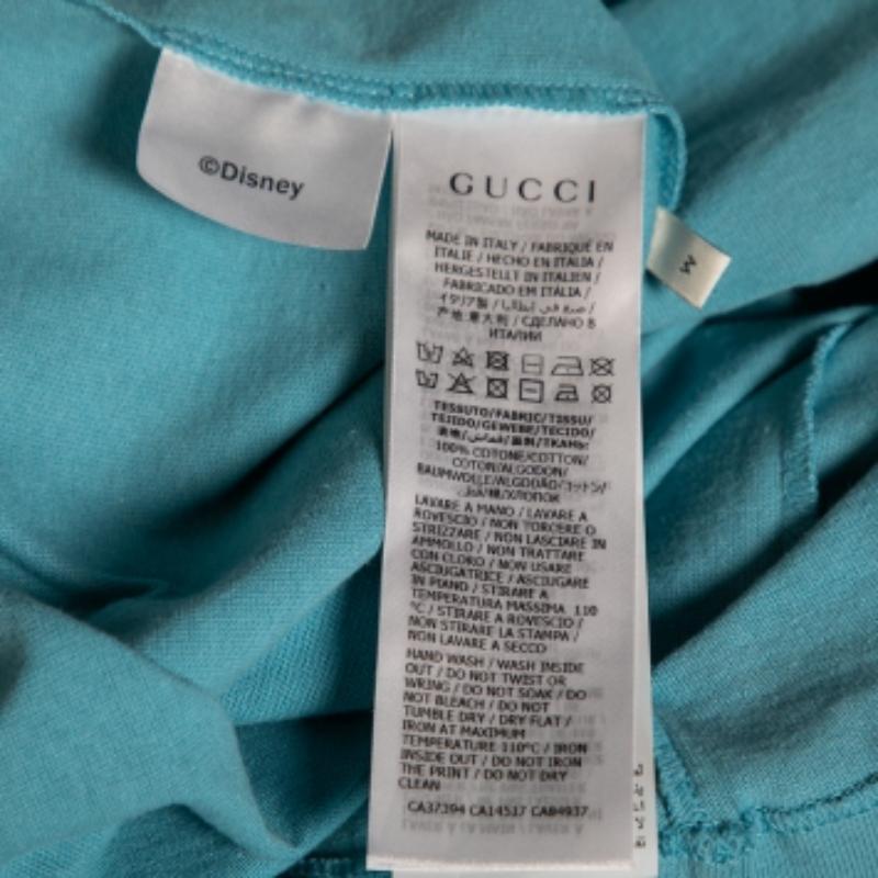 Gucci x Disney - T-shirt à manches courtes en coton imprimé bleu, taille M 4
