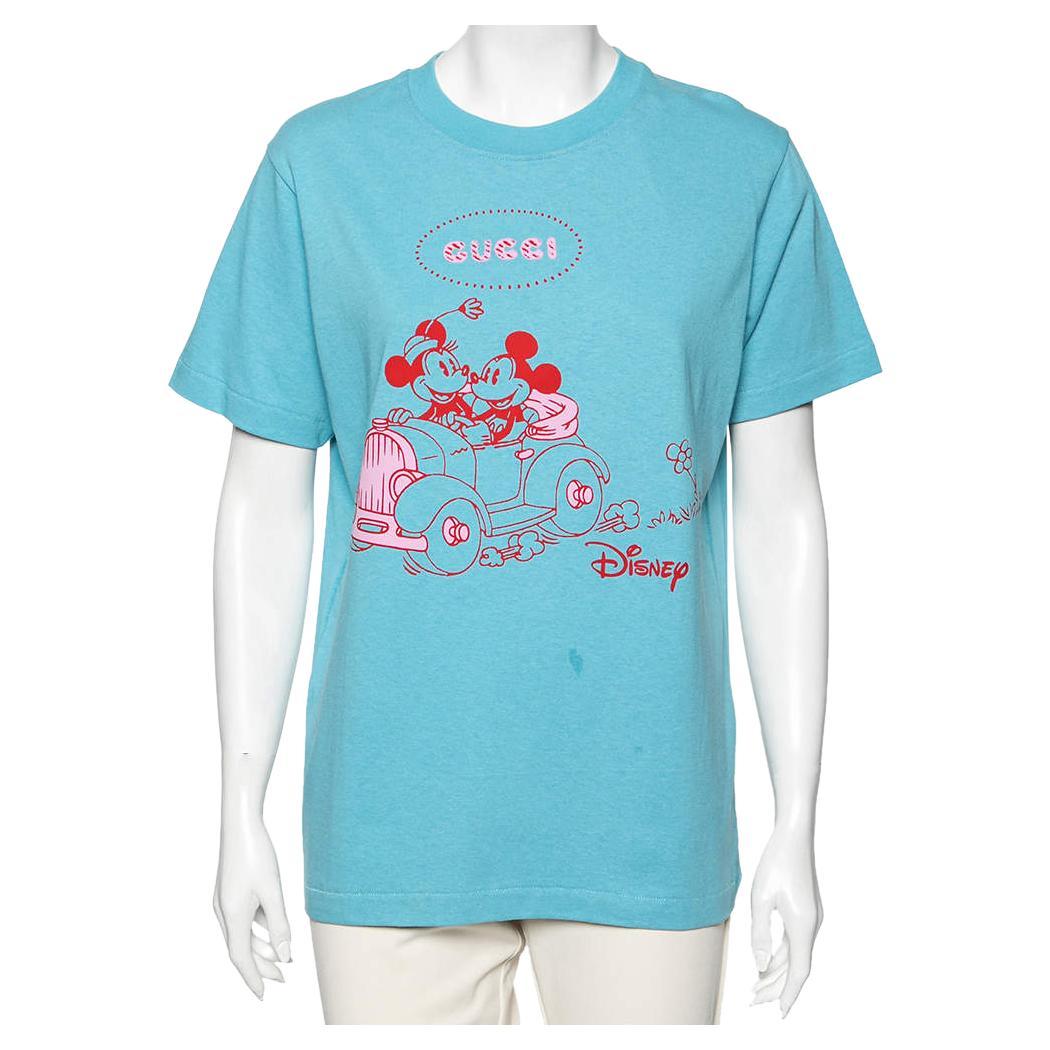 Gucci x Disney Blue Cotton printed Short Sleeve T-Shirt M For Sale