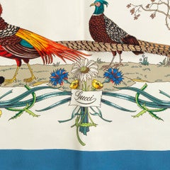 GUCCI x DISNEY blue & white silk MICKEY AU LAC 90 Scarf