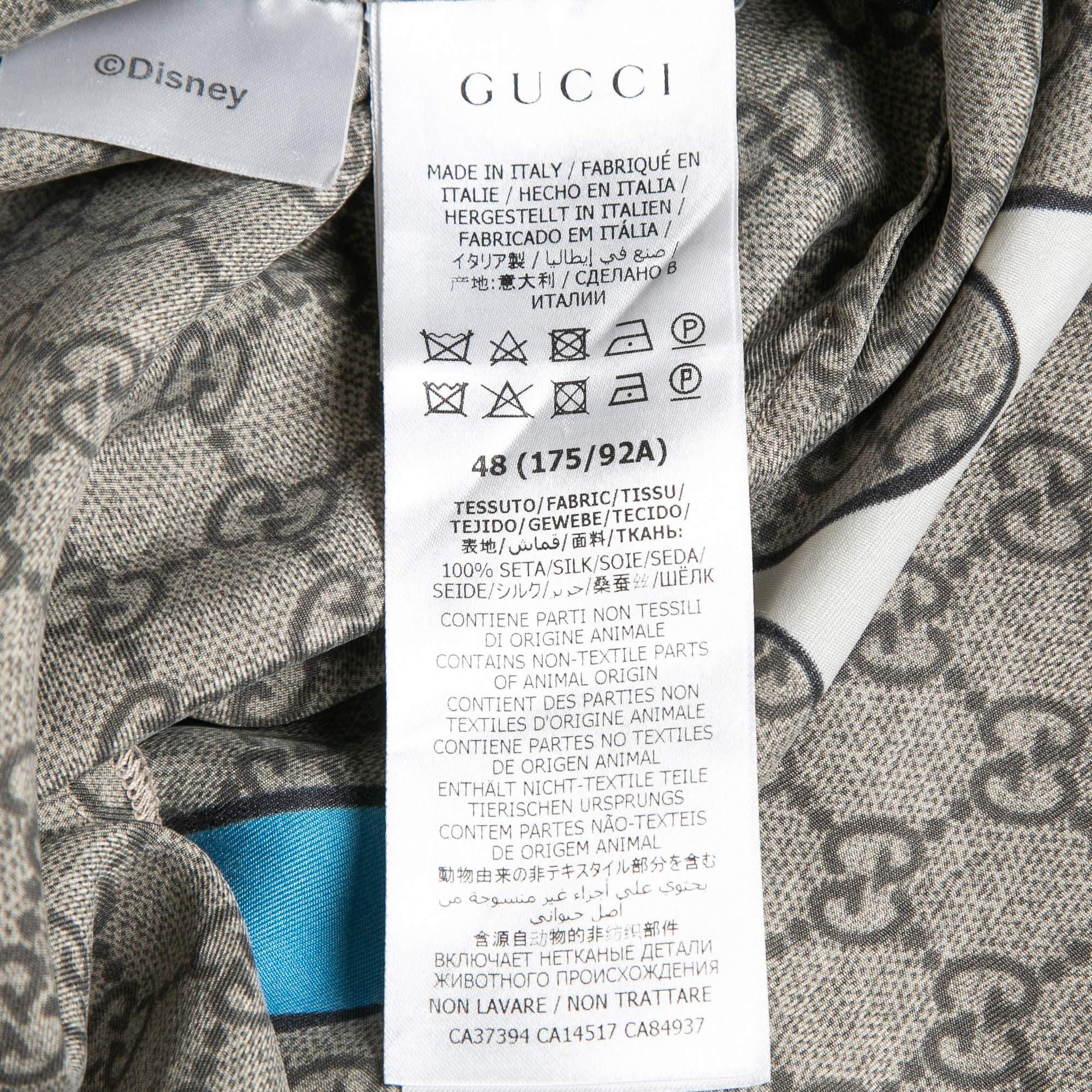 Gucci X Disney Brown GG Donald Duck imprimé « Flash »  Chemise en soie M 1