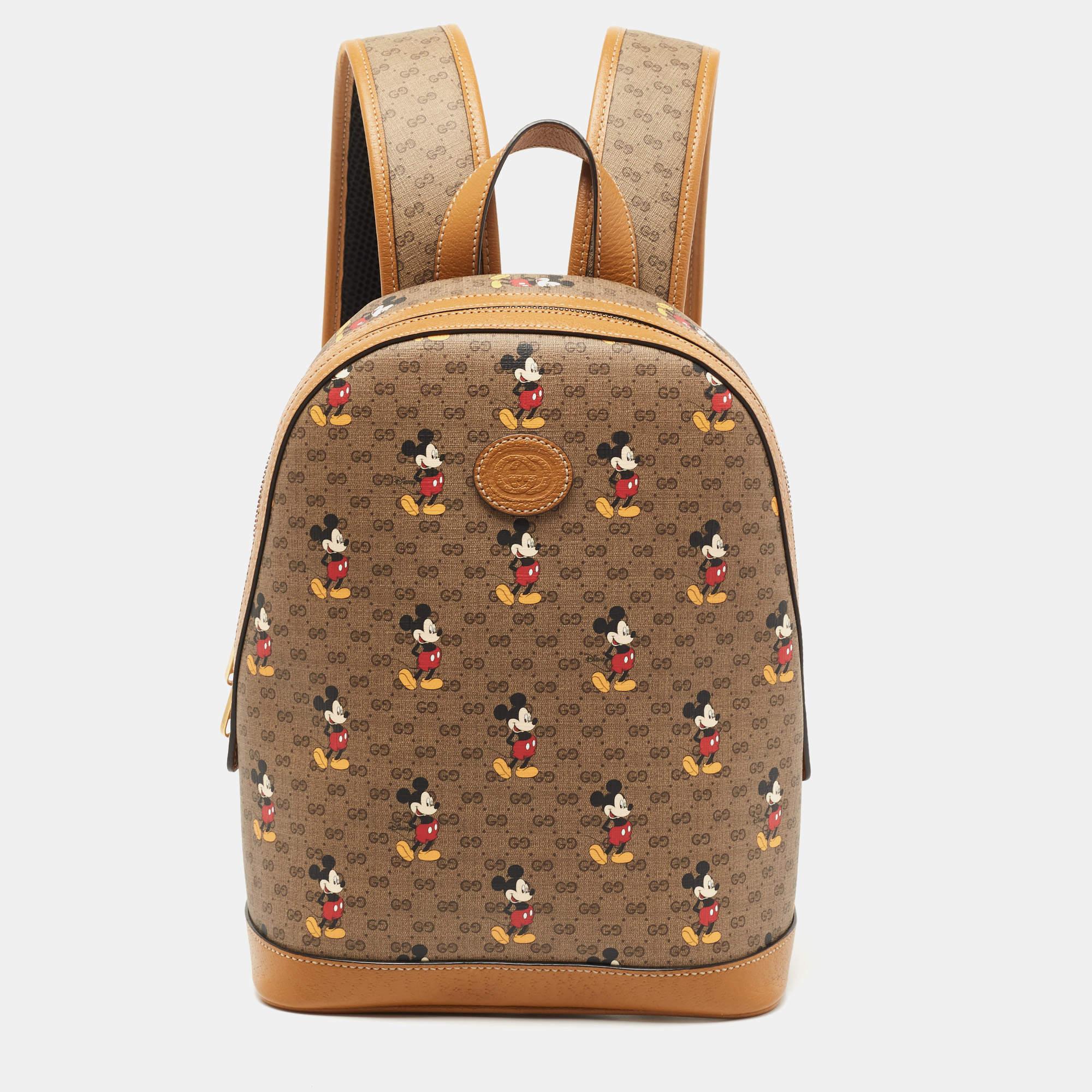 Gucci x Disney Brown GG Supreme Canvas and Leather Mickey Mouse Backpack 8