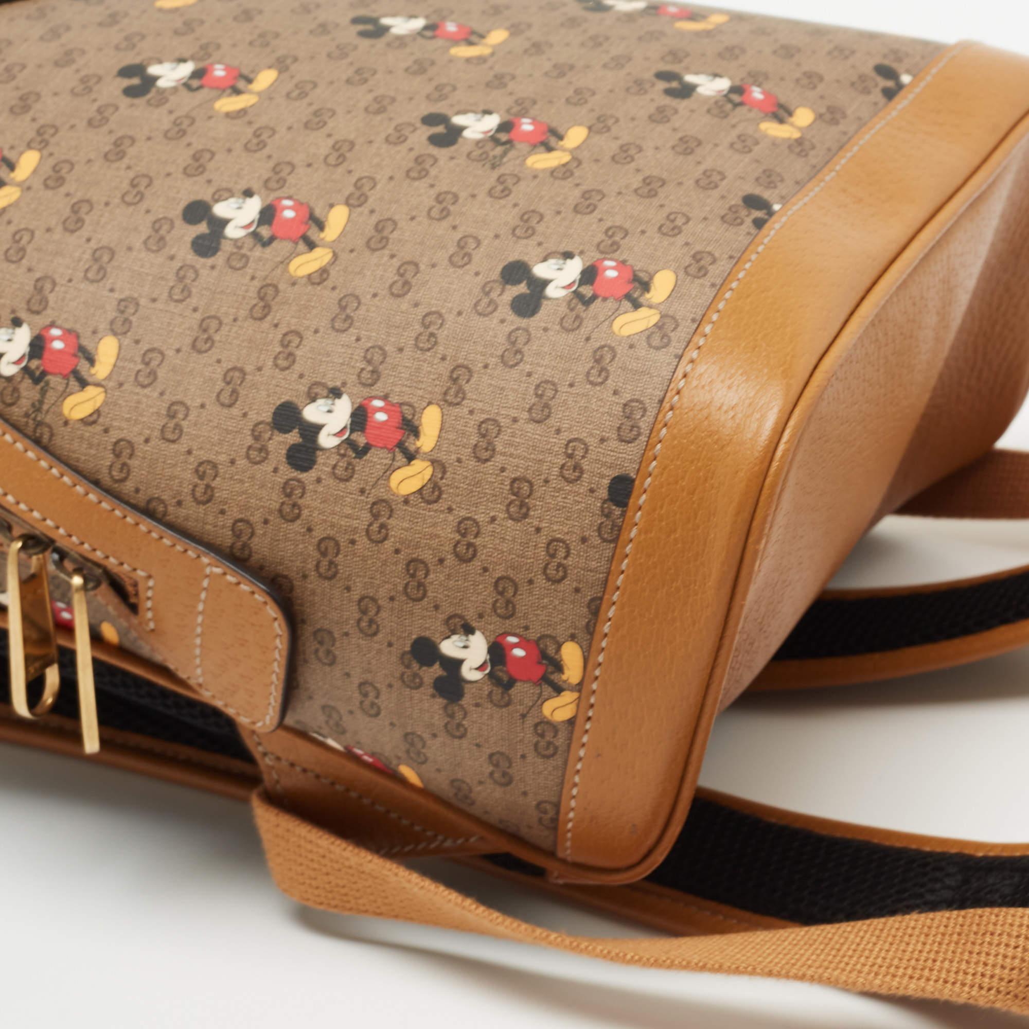 Gucci x Disney Brown GG Supreme Canvas and Leather Mickey Mouse Backpack 3