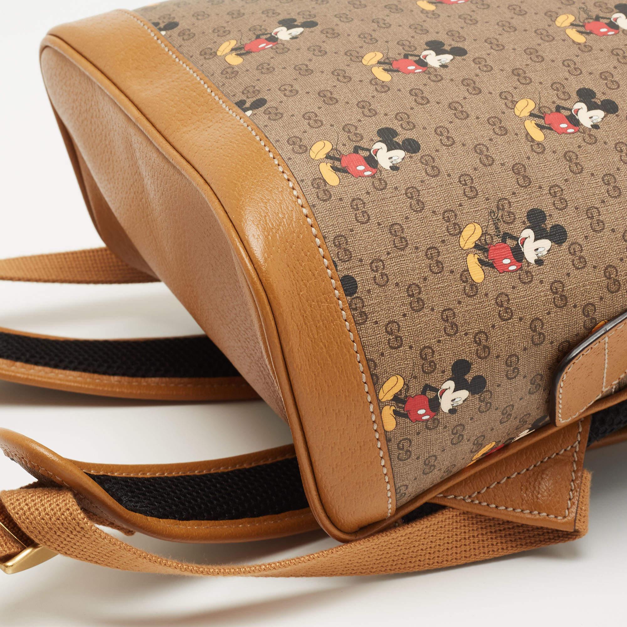Gucci x Disney Brown GG Supreme Canvas and Leather Mickey Mouse Backpack 4