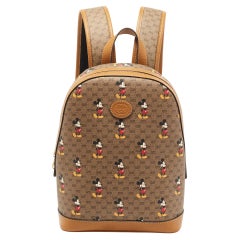 Gucci x Disney Brauner GG Supreme Rucksack aus Segeltuch und Leder mit Mickey Mouse