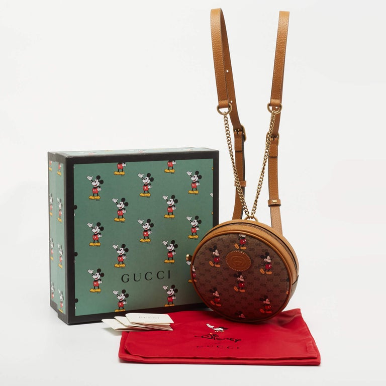 Gucci x Disney Brown GG Supreme Canvas and Leather Mickey Mouse Round