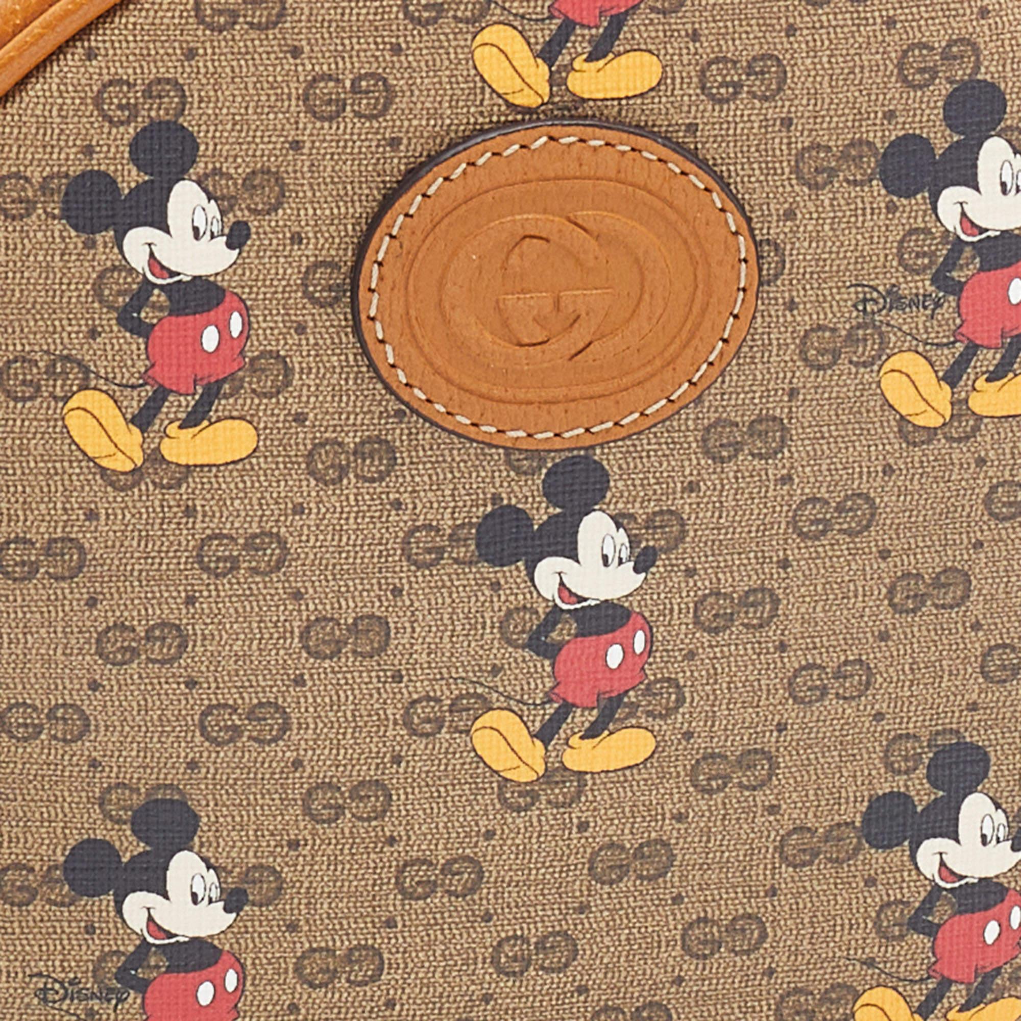 Gucci x Disney Brown GG Supreme Canvas and Leather Mickey Mouse Round Backpack 2