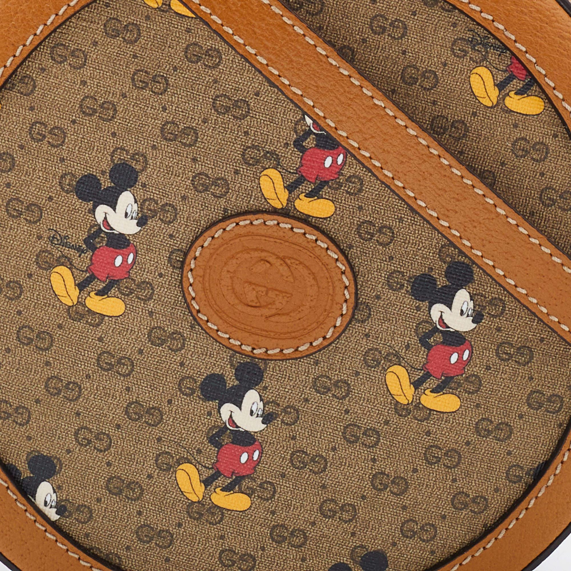 Gucci x Disney Brown GG Supreme Canvas Mini Mickey Mouse Round Shoulder Bag 5
