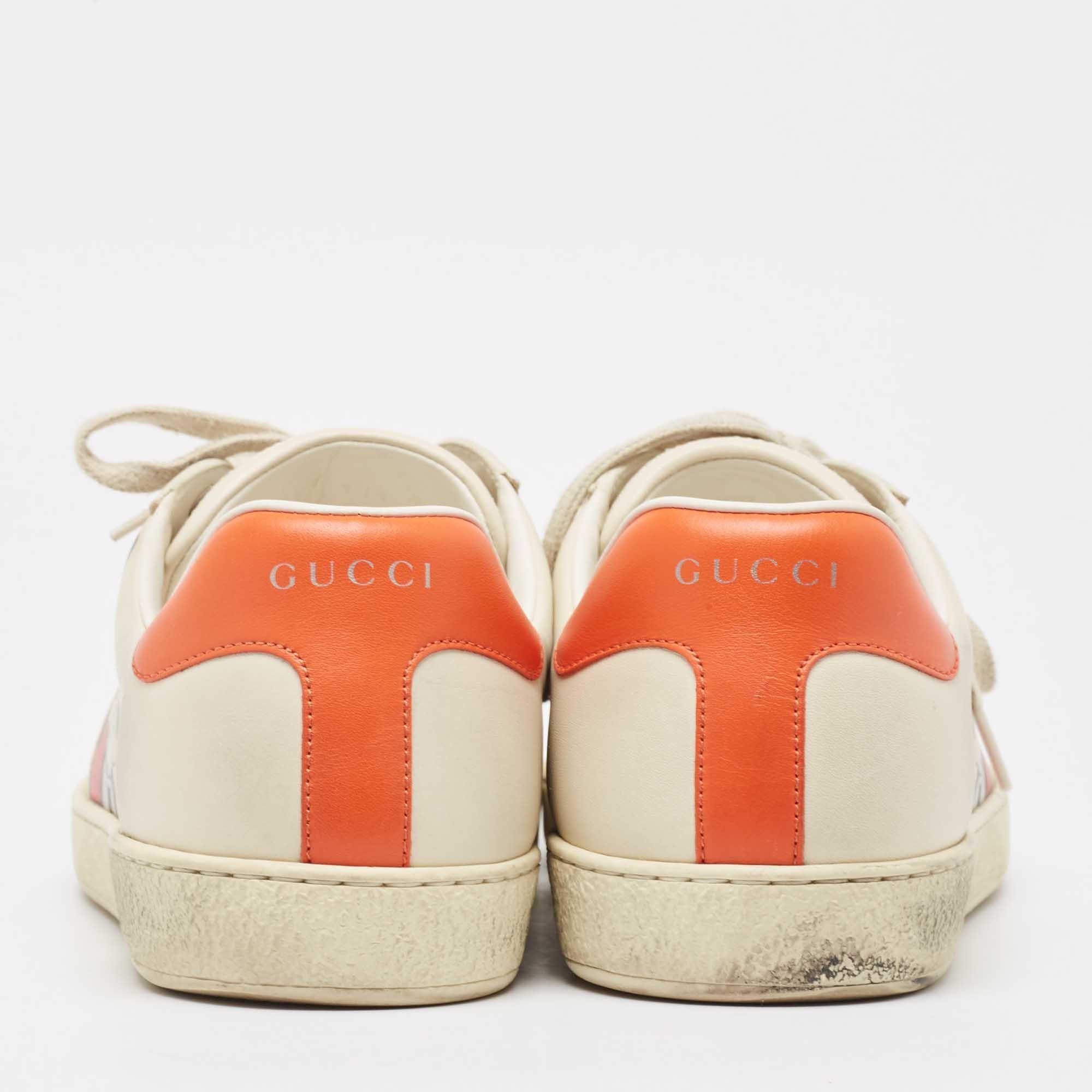 Men's Gucci x Disney Cream Leather Mickey Mouse Ace Sneakers Size 44.5