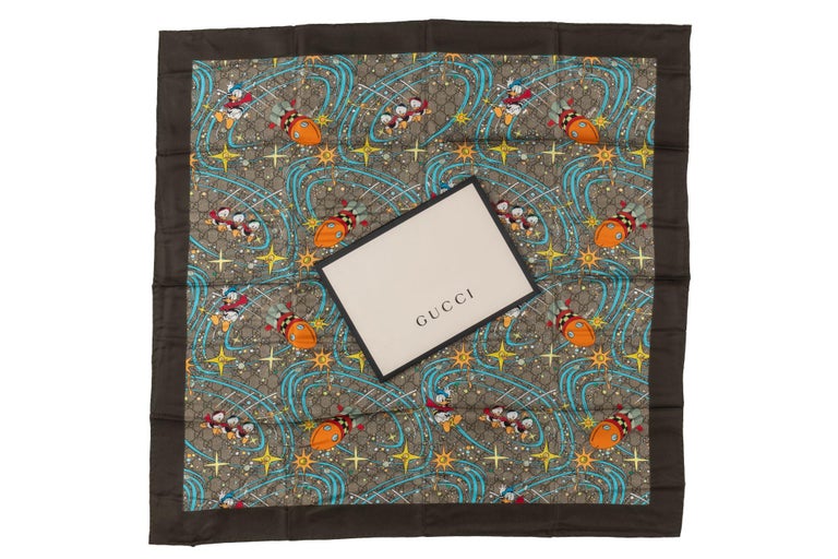 Gucci X Disney Donald Duck Silk Scarf For Sale at 1stDibs