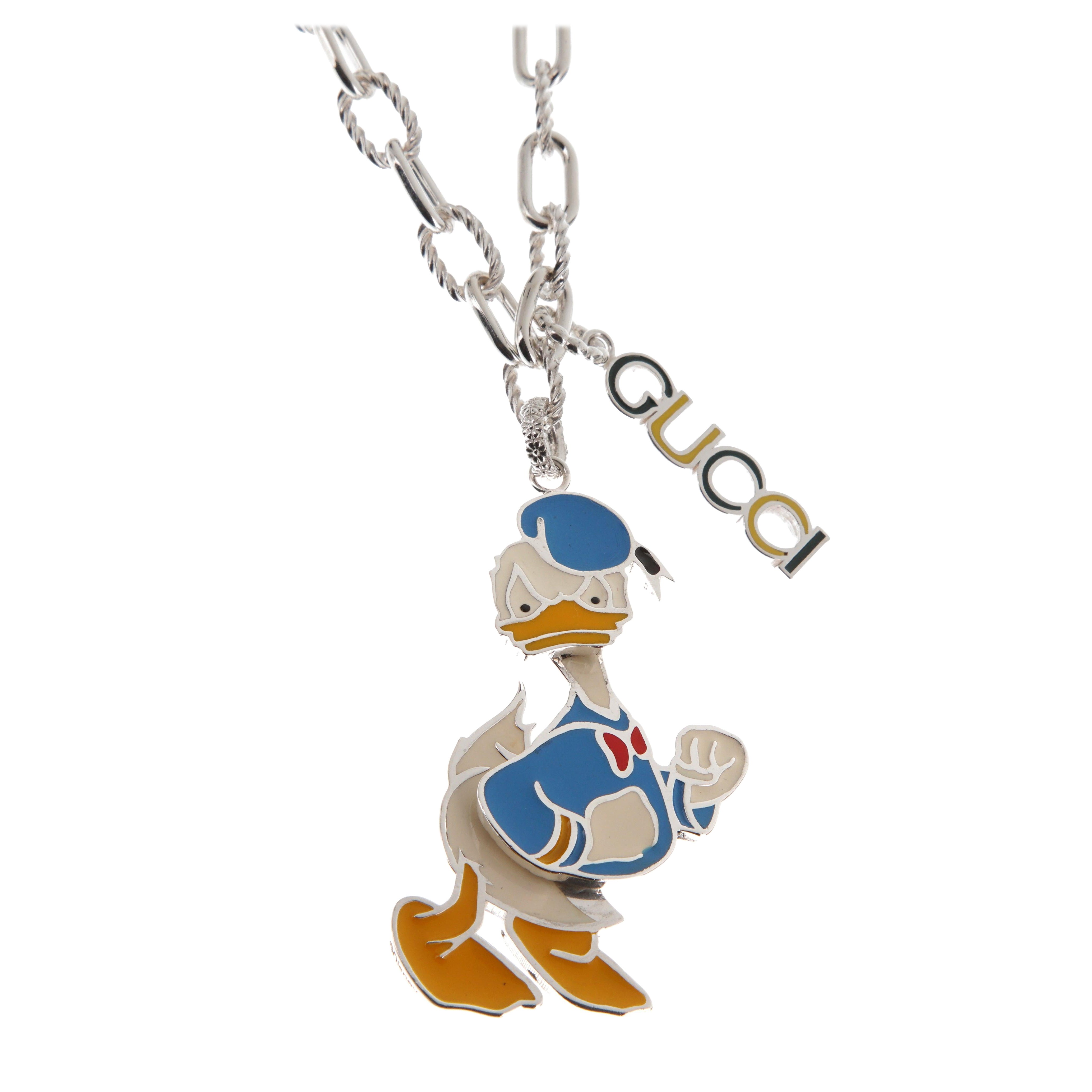 Gucci x Disney Donald Duck Sterling Silber Anhänger Halskette