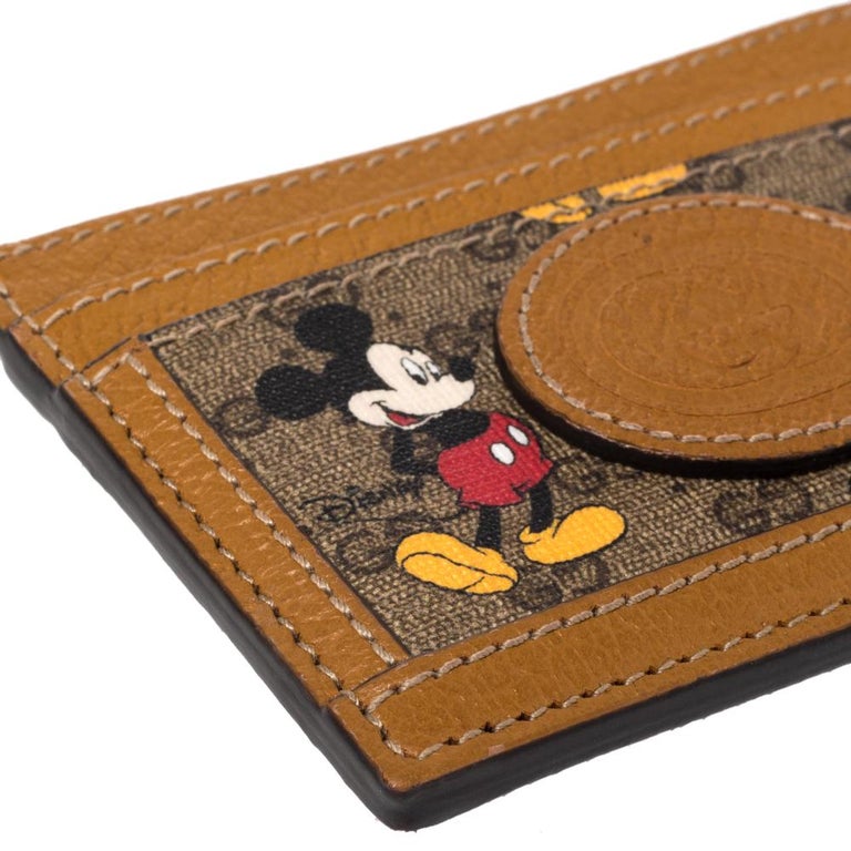 Gucci x Disney GG Supreme and Leather Mickey Mouse Card Holder For Sale
