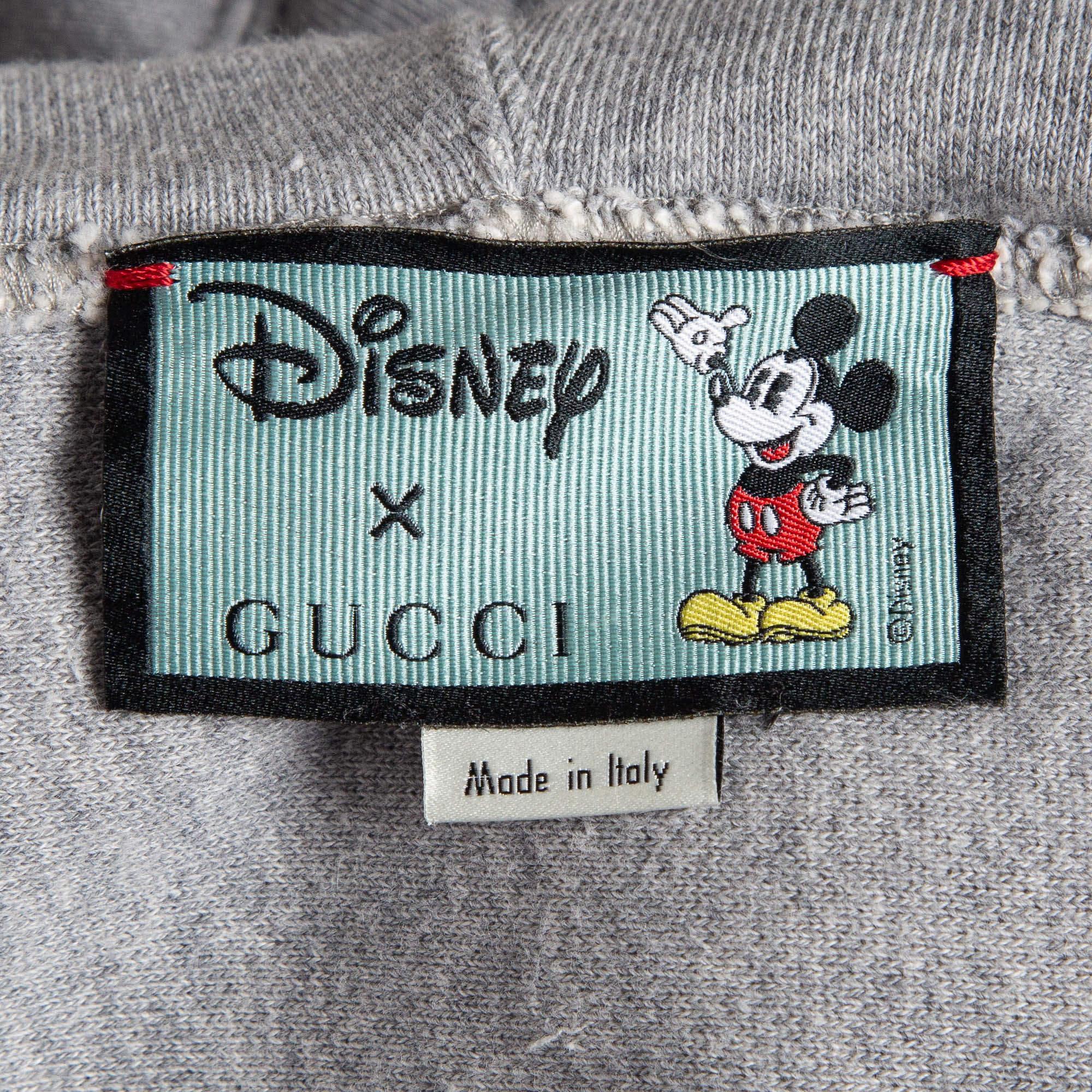 Gucci X Disney Grey Mickey Mouse Print Cotton Knit Hoodie L In Good Condition In Dubai, Al Qouz 2