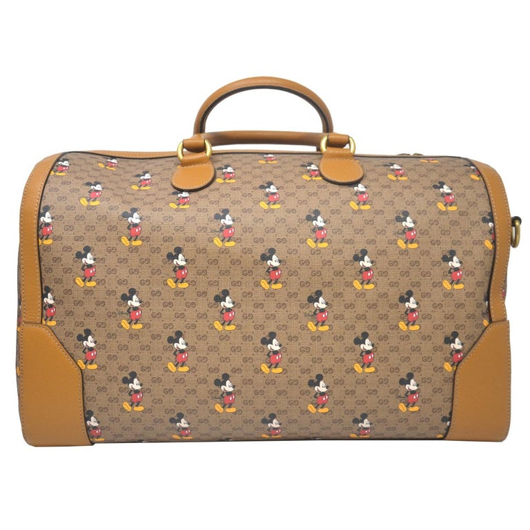 Gucci X Disney Mickey Mouse Monogram Duffel Travel Bag For Sale at 1stDibs