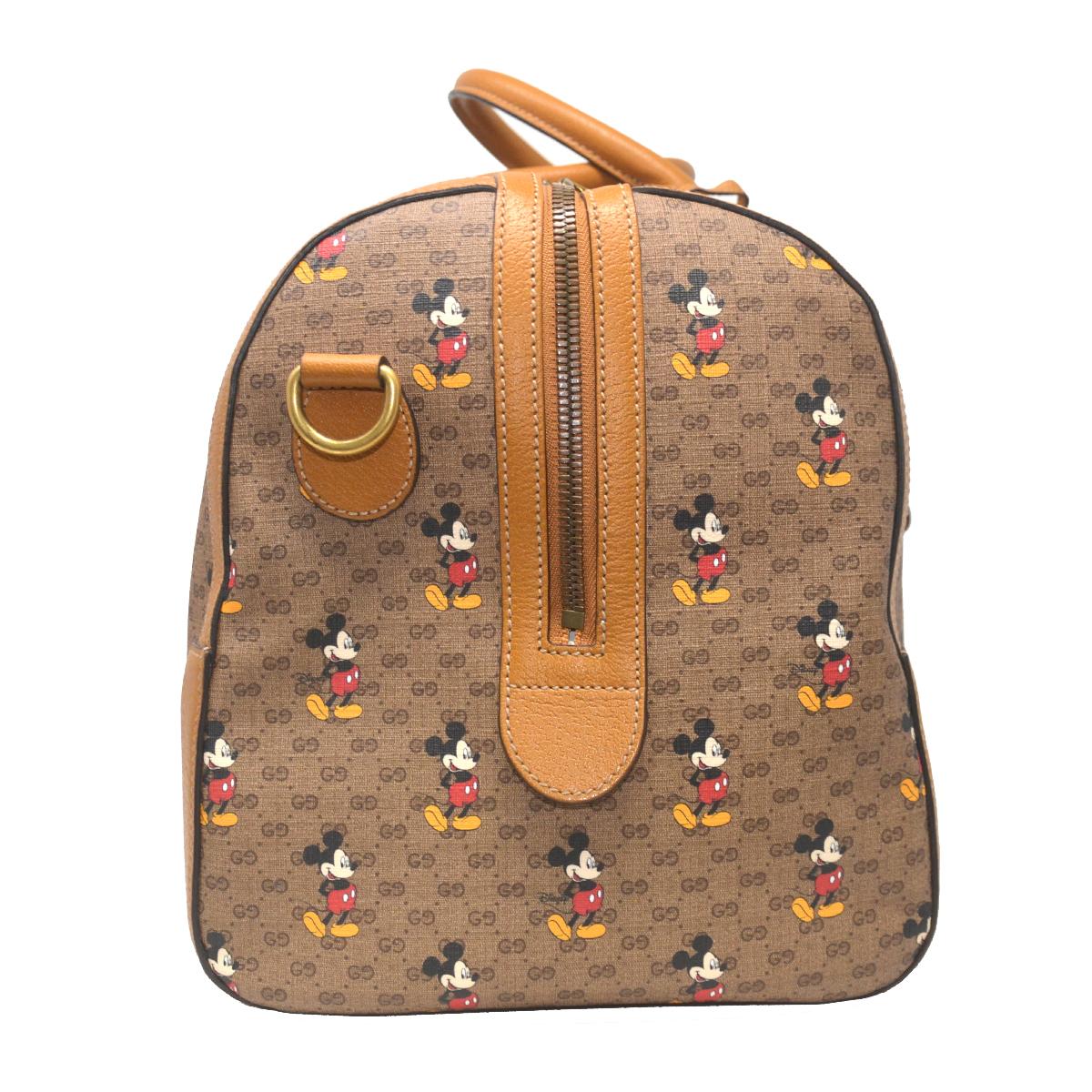 Brown Gucci X Disney Mickey Mouse Monogram Duffel Travel Bag  For Sale