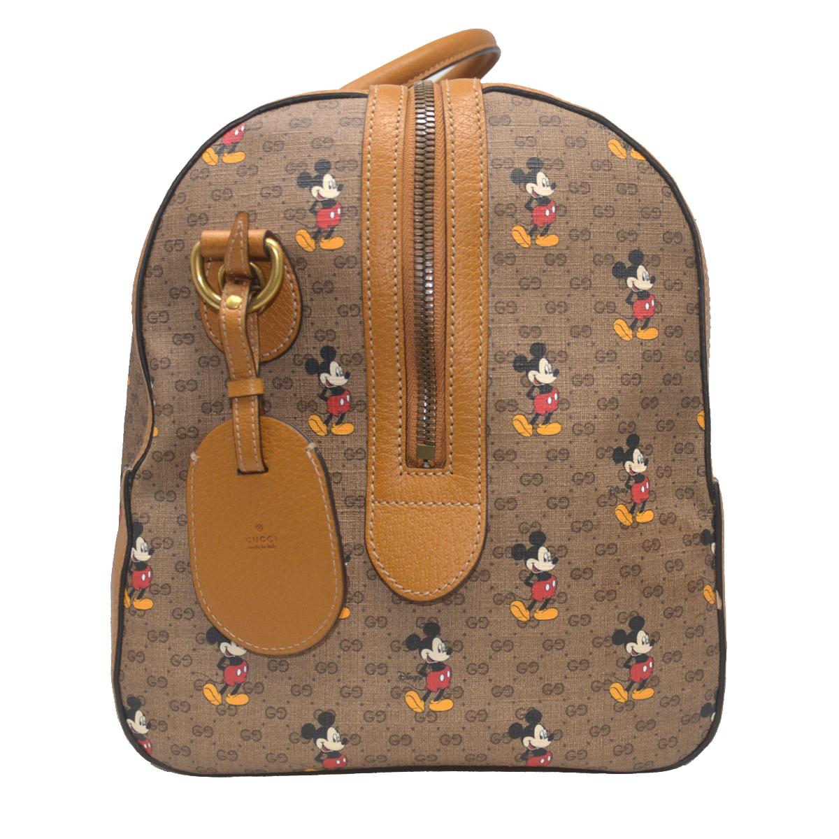Gucci X Disney Mickey Mouse Monogram Duffel Travel Bag In Excellent Condition For Sale In Boca Raton, FL