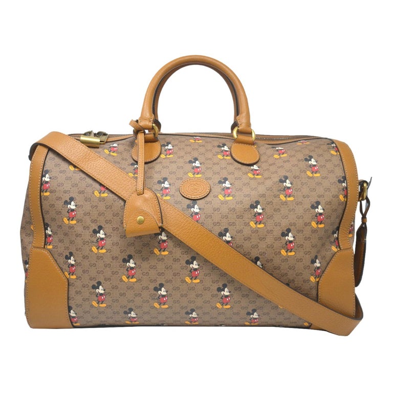 Gucci X Disney Mickey Mouse Monogram Duffel Travel Bag For Sale at