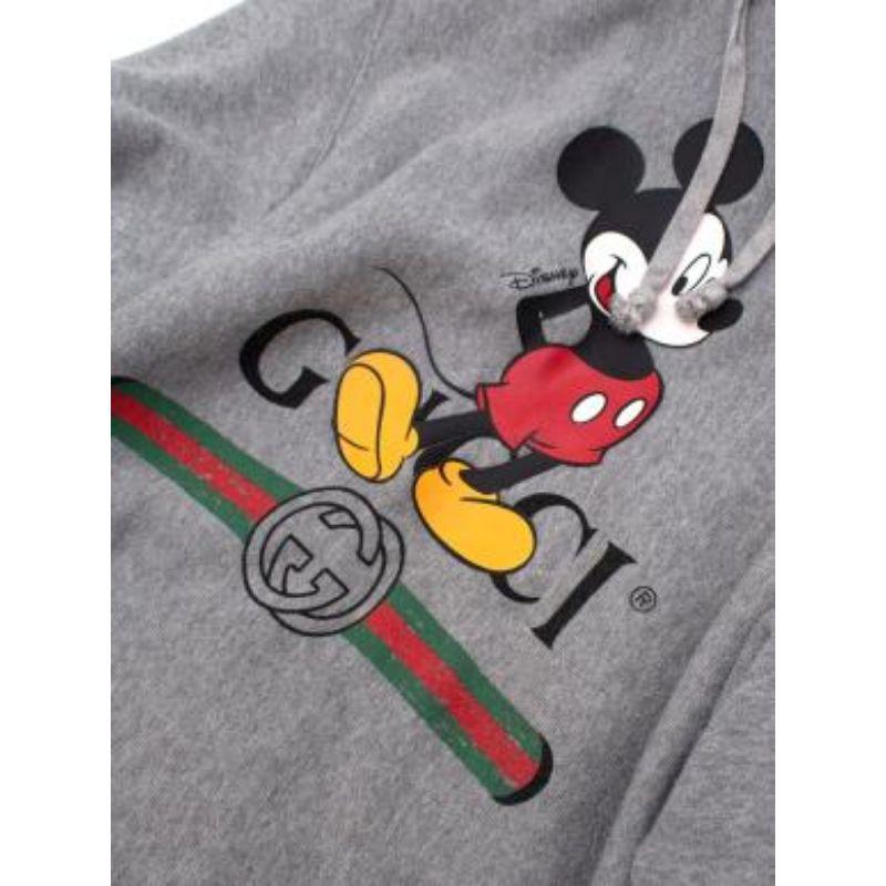Gucci x Disney Mickey Mouse Printed Grey Cotton Hoodie For Sale 1