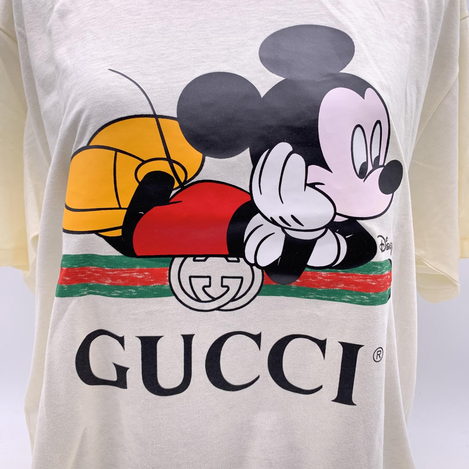 Women's Gucci x Disney Mickey Mouse White Cotton Unisex T Shirt Size L