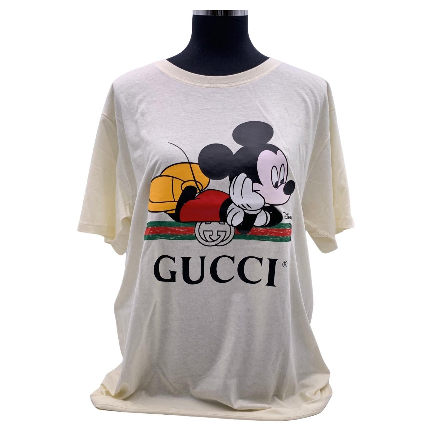 Gucci x Disney Mickey Mouse White Cotton Unisex T Shirt Size L