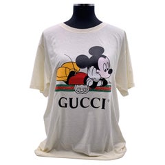 T-shirt unisexe en coton blanc Mickey Mouse de Gucci x Disney, Taille L