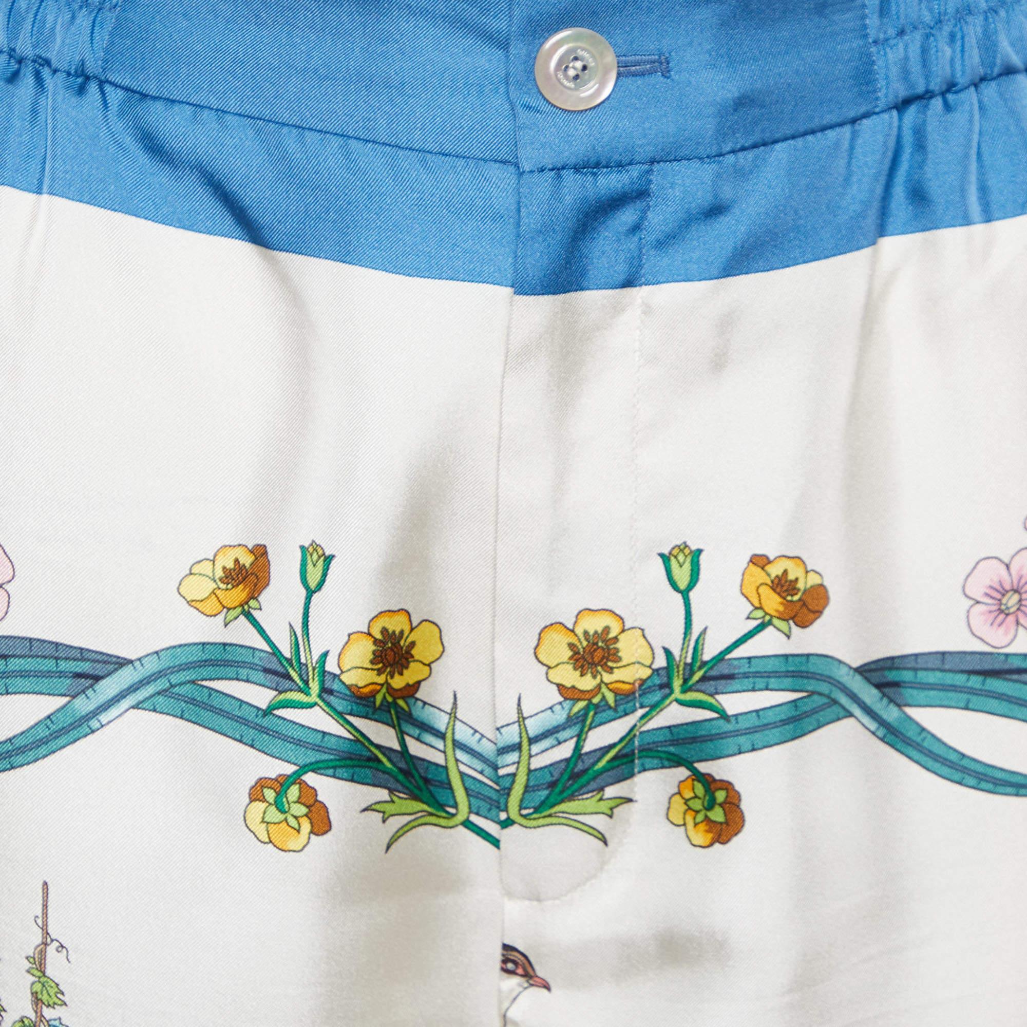 Gucci x Disney Multicolor Printed Silk Wide Leg Pants S In Good Condition For Sale In Dubai, Al Qouz 2
