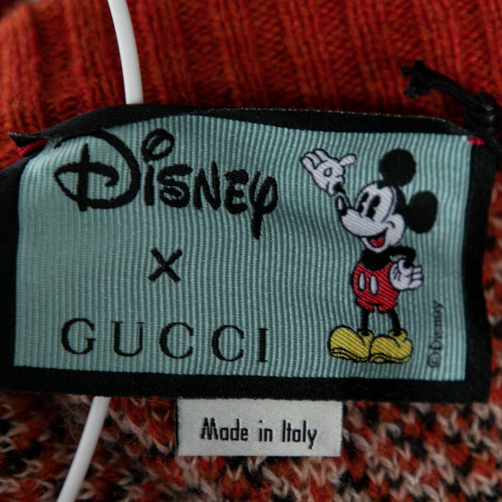 Gucci x Disney Orange All Over Mickey Mouse Crew Neck Knit Sweater XS In New Condition In Dubai, Al Qouz 2