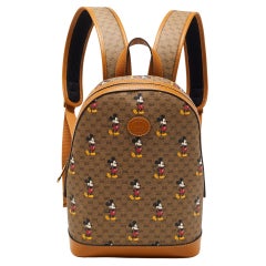 Gucci x Disney Tan/Beige Mickey Print GG Supreme Canvas Kleiner Rucksack