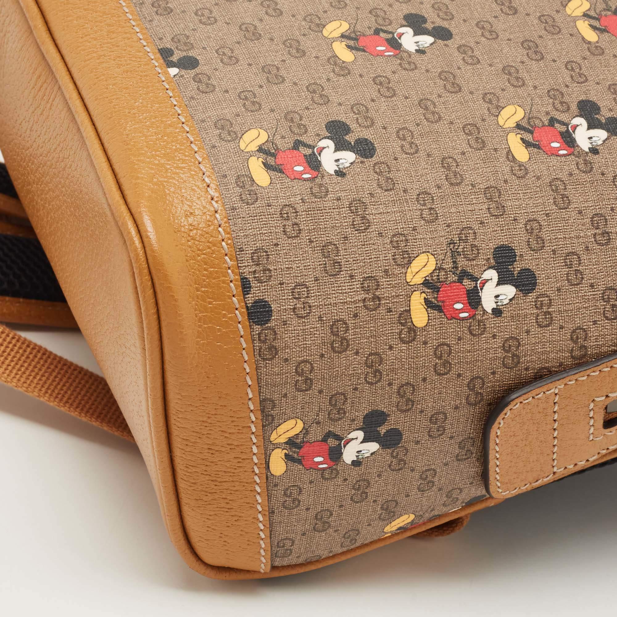 Gucci x Disney Tan/Beige Micro GG Supreme Canvas Small Mickey Backpack 3