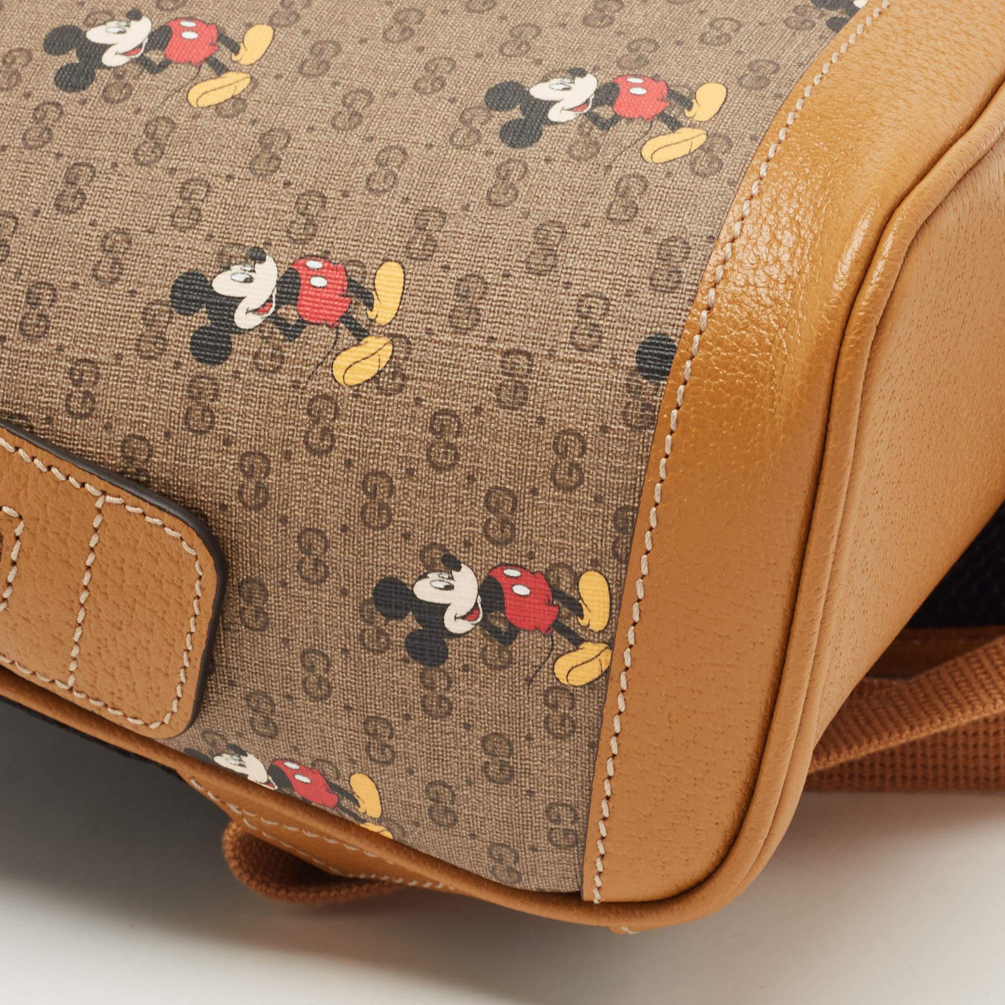 Gucci x Disney Tan/Beige Micro GG Supreme Canvas Small Mickey Backpack 2