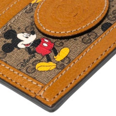 Gucci x Disney Tan GG Supreme and Leather Mickey Mouse Card Holder