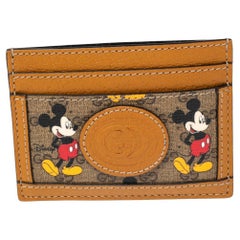Gucci x Disney GG Supreme - Porte-cartes Mickey Mouse en cuir et brun clair