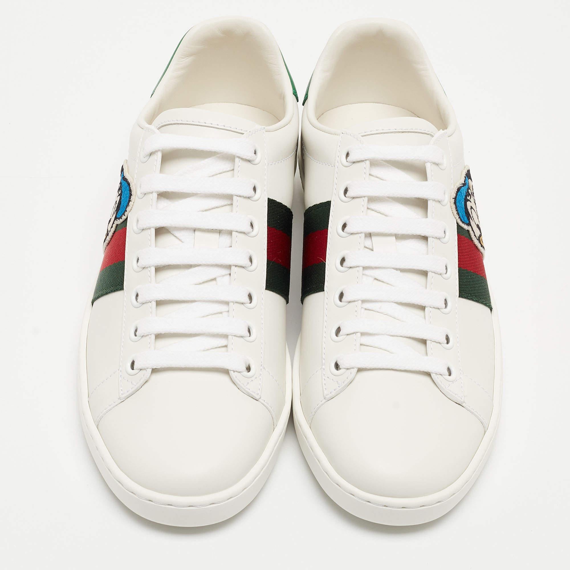 Gucci x Disney White Leather Donald Duck Ace Sneakers Size 34.5 For Sale 1