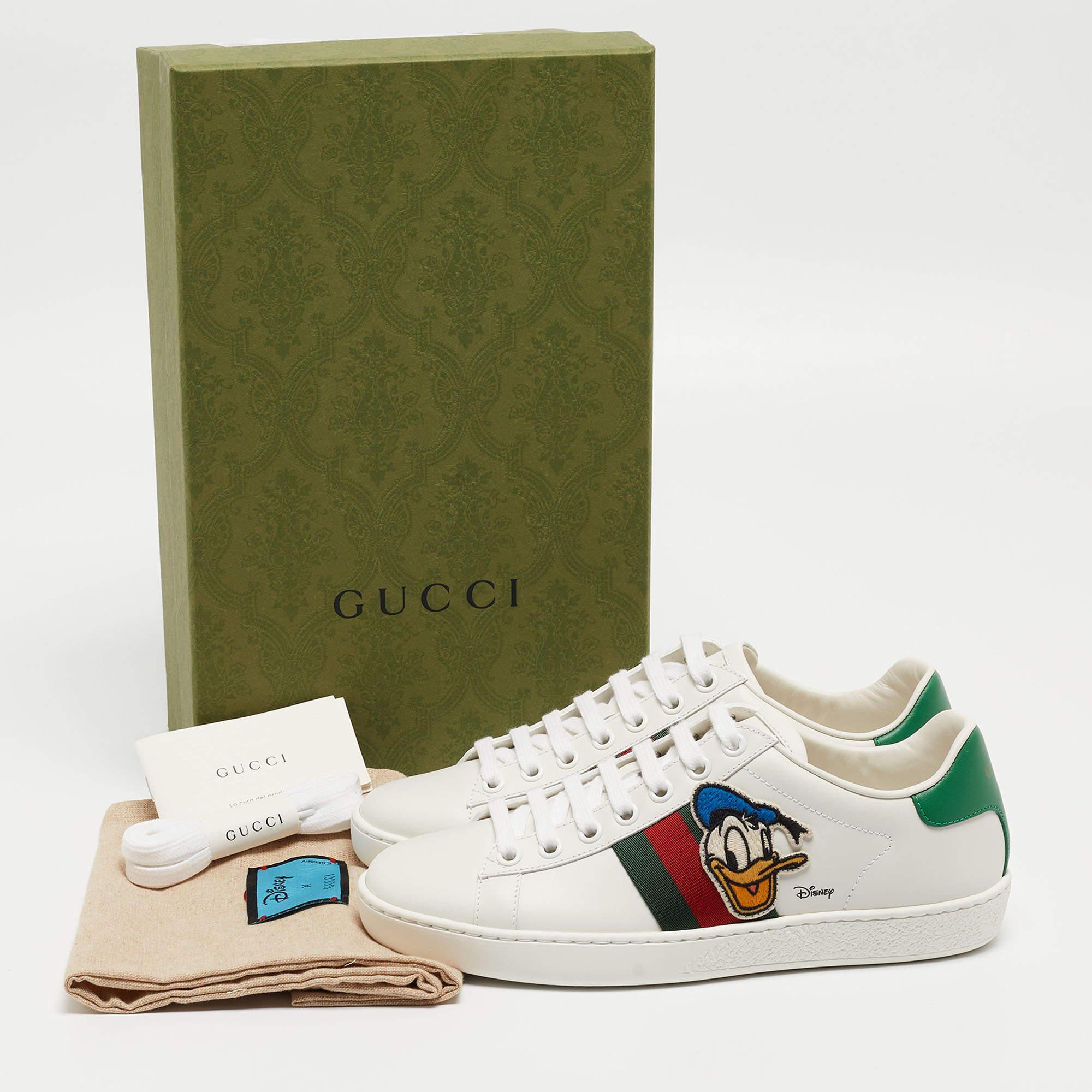Gucci x Disney White Leather Donald Duck Ace Sneakers Size 34.5 For Sale 5