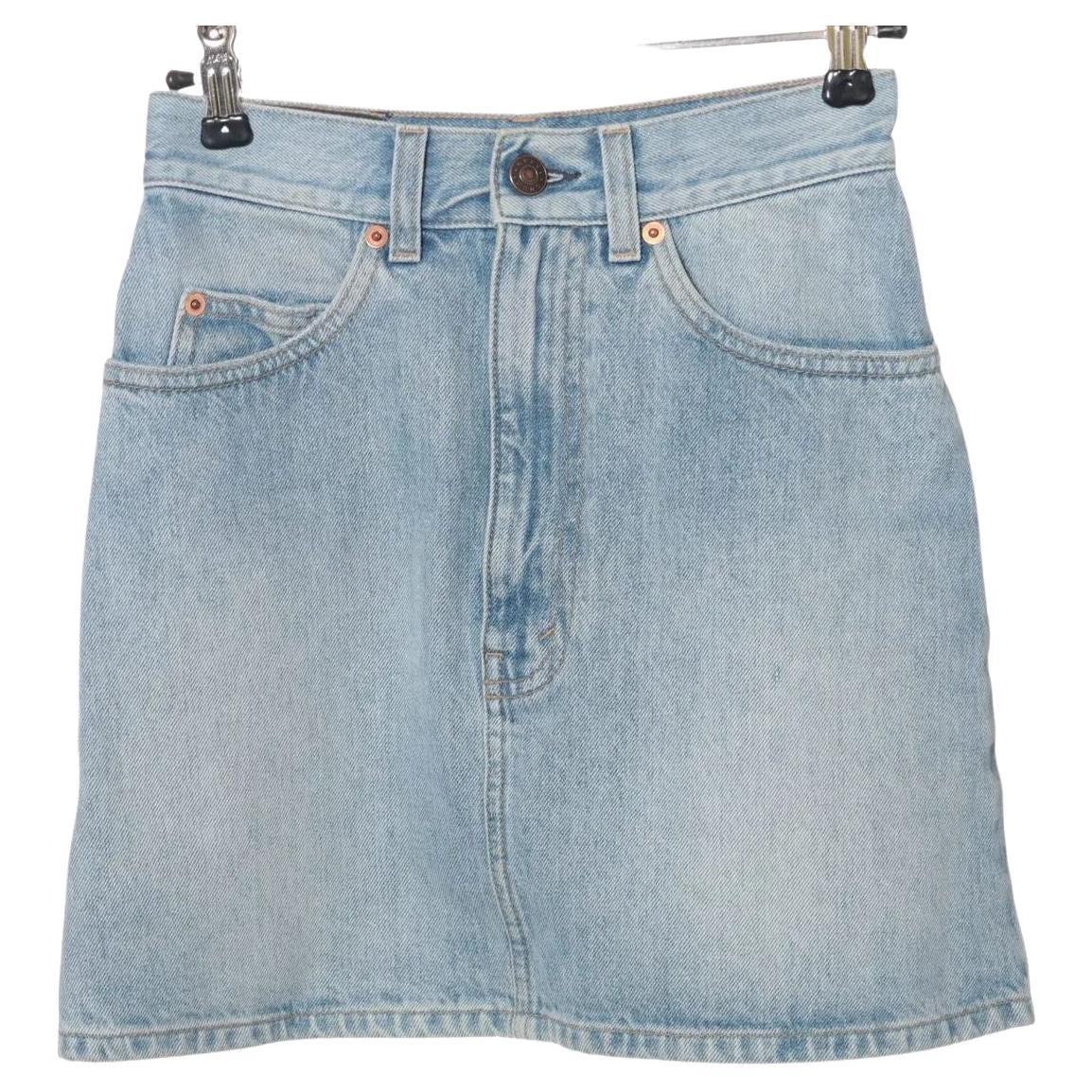 Gucci x Doraemon Cotton Denim Skirt Blue For Sale