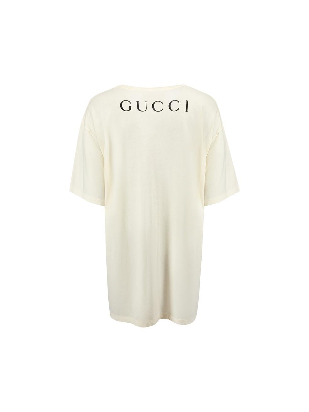 Gucci x Elton John - T-shirt à imprimé graphique crème, taille XL Bon état - En vente à London, GB