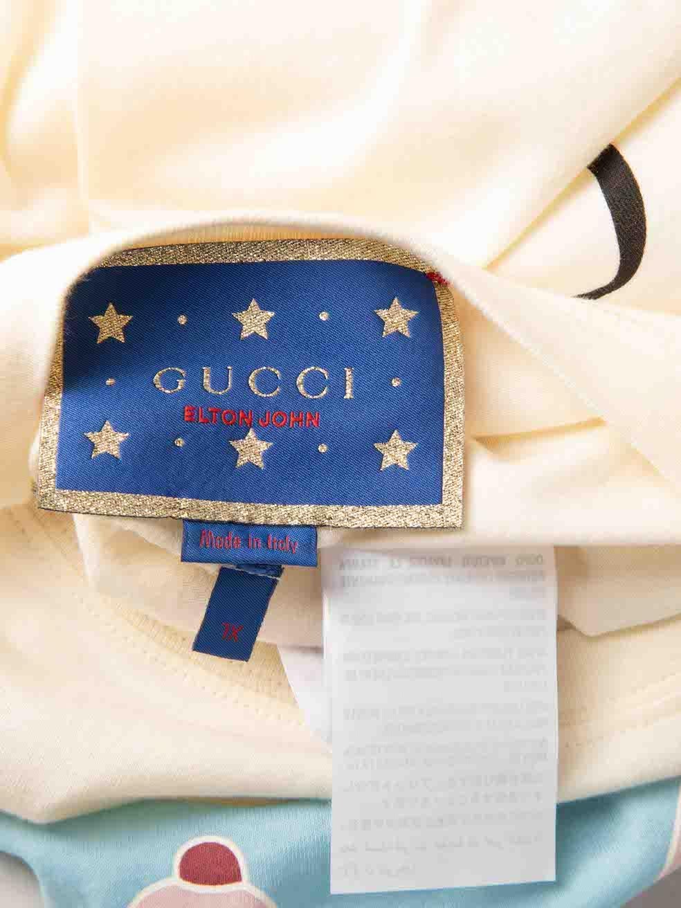 Beige Gucci x Elton John Cream Graphic Print T-Shirt Size XL