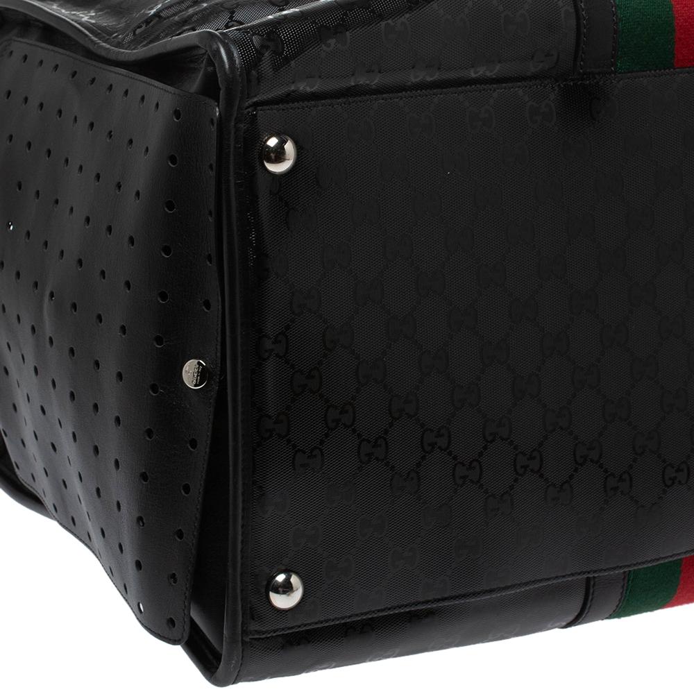 Gucci x Fiat Black GG Imprime Canvas and Leather Special Edition Pet Carrier Bag In Good Condition In Dubai, Al Qouz 2