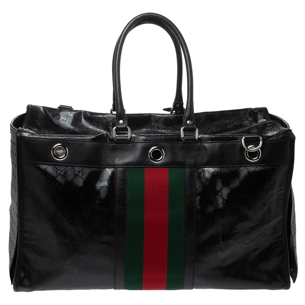 Gucci x Fiat Black GG Imprime Canvas and Leather Special Edition Pet Carrier Bag