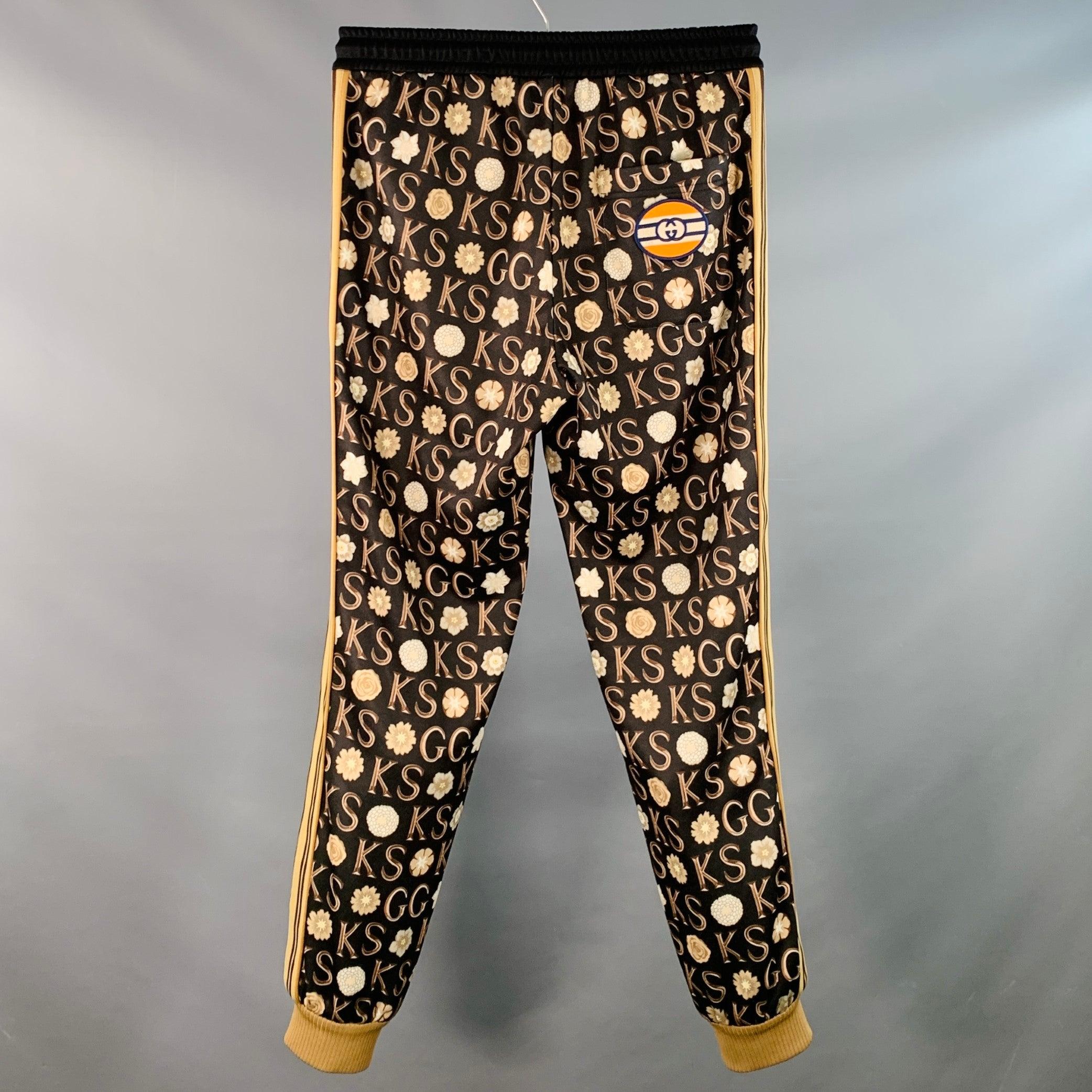 GUCCI x GEORGE KENNETH SCOTT Größe S Schwarz Beige Monogram Jogger Freizeithose im Zustand „Hervorragend“ im Angebot in San Francisco, CA