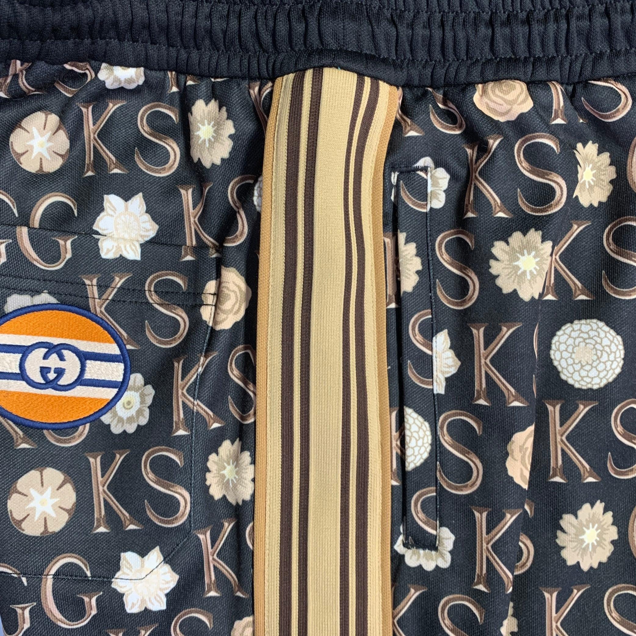 GUCCI x GEORGE KENNETH SCOTT Größe S Schwarz Beige Monogram Jogger Freizeithose im Angebot 1
