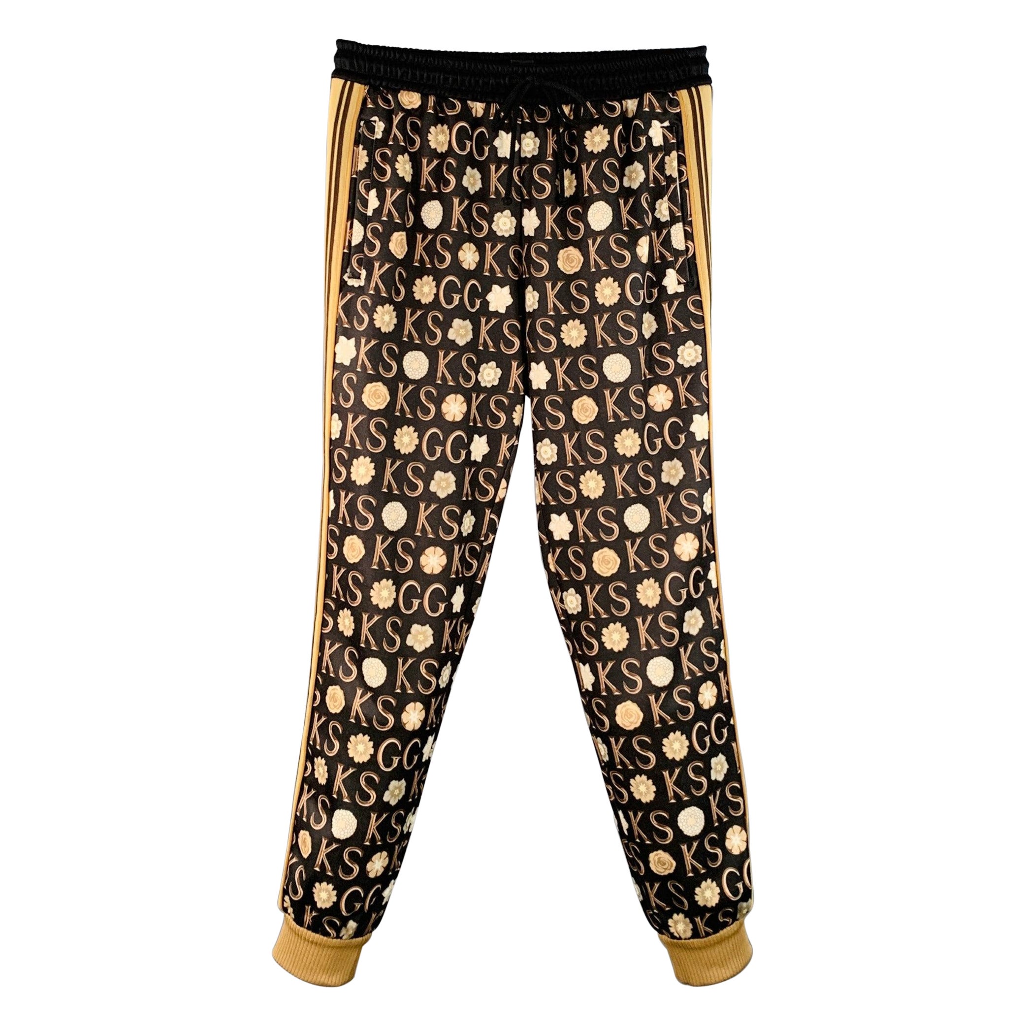 GUCCI x GEORGE KENNETH SCOTT Size S Black Beige Monogram Joggers Casual Pants