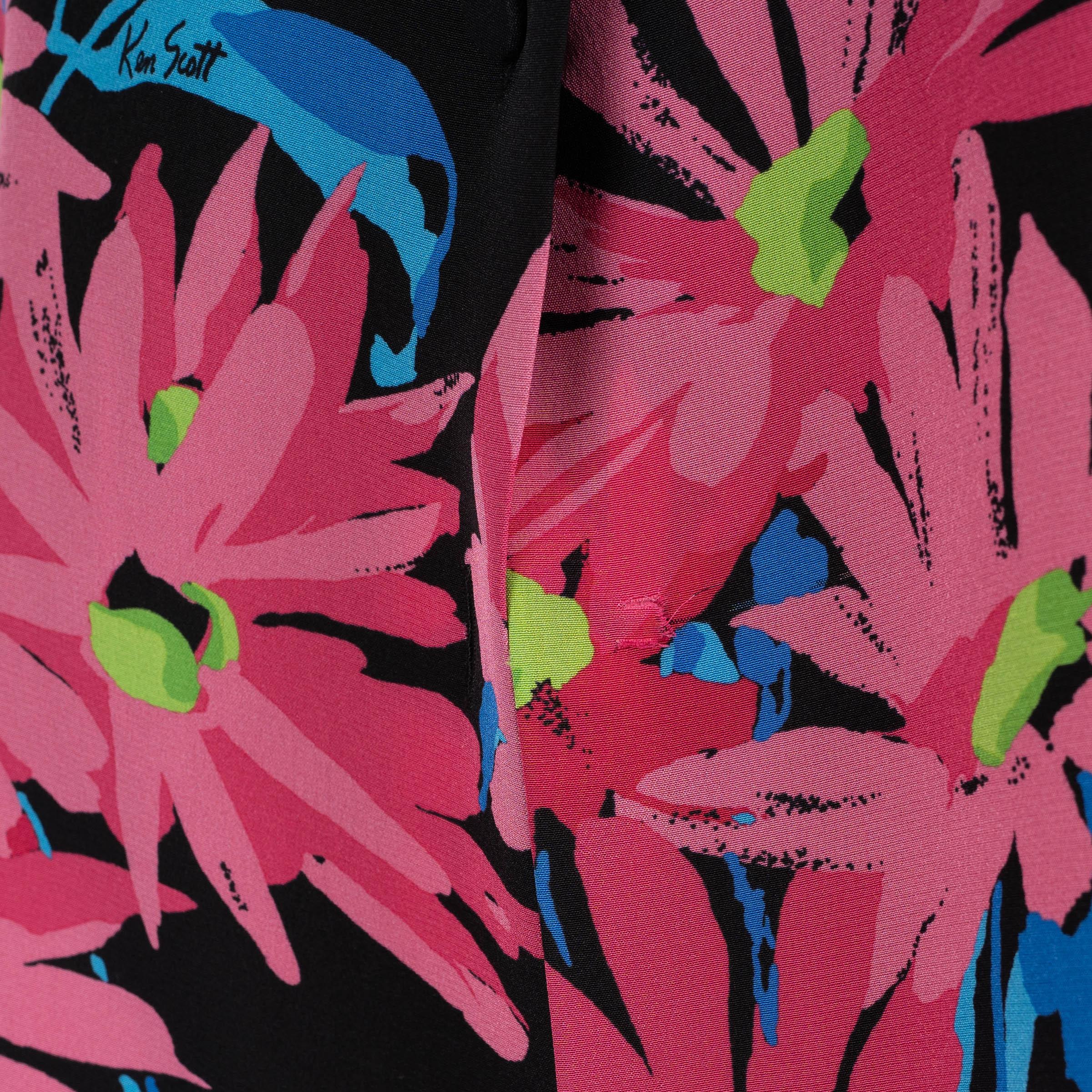 GUCCI x KEN SCOTT blue & pink silk 2021 FLORAL Button-Up Shirt 36 XXS For Sale 1