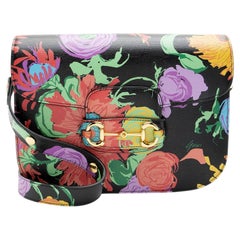 Gucci x Ken Scott Leather Floral Horsebit 1955 Medium Shoulder Bag