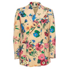 Gucci X Ken Scott Orange/Multicolor Floral Printed Mohair Wool Blazer M