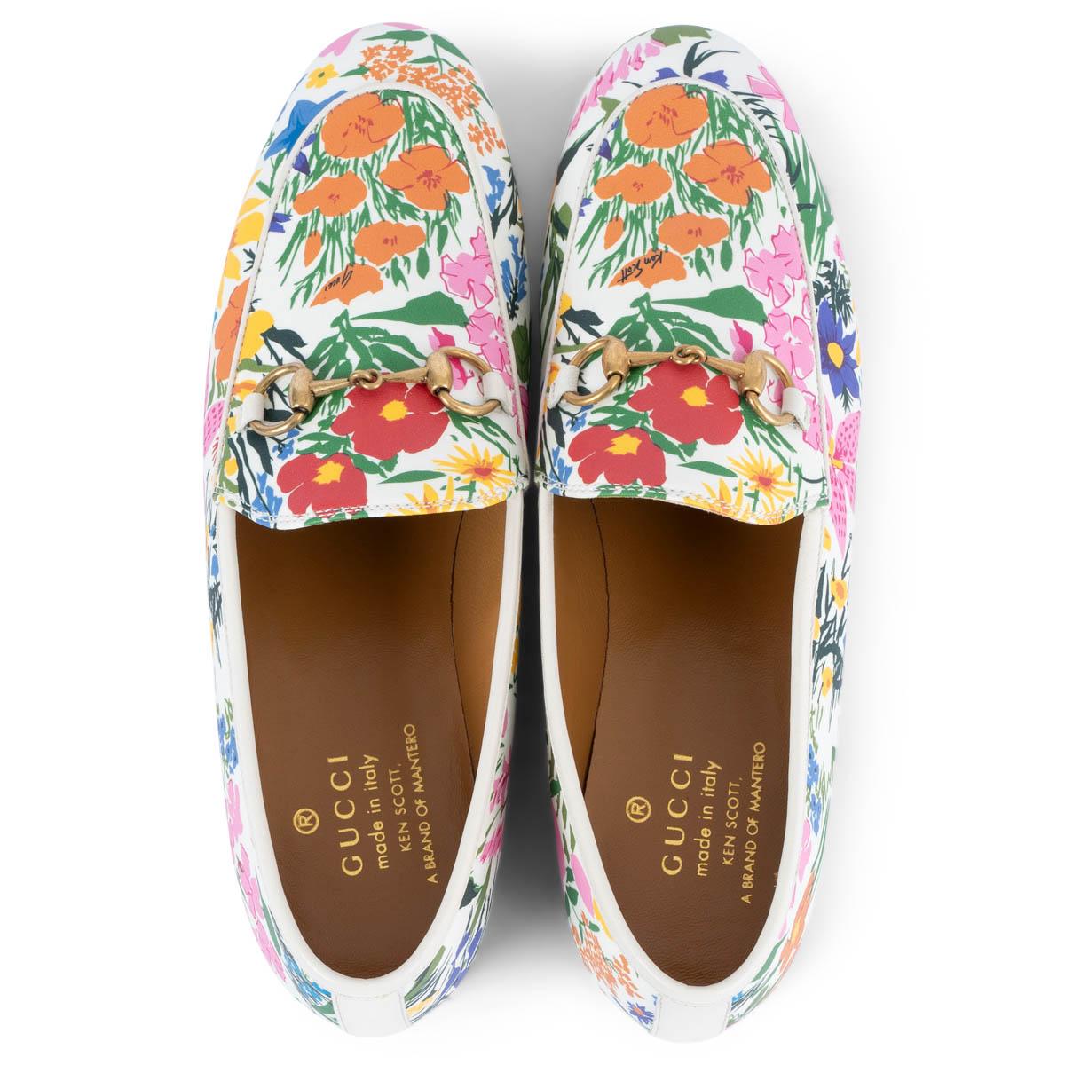 White GUCCI x KEN SCOTT white & multi FLORAL JORDAAN Loafers Shoes 37 For Sale