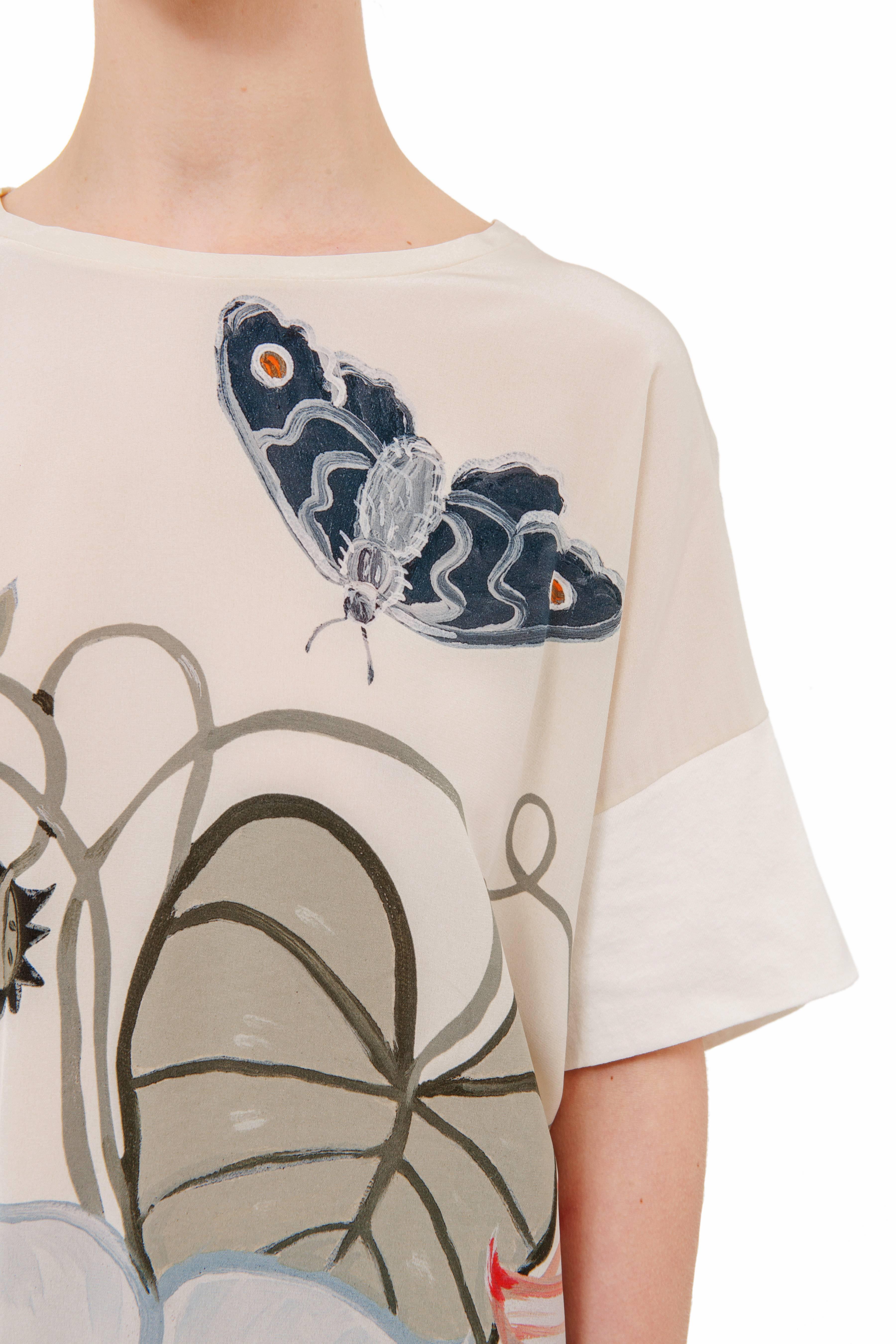 Gucci and Kris Knight Resort Ivory Silk Floral Butterfly Shirt, 2015 at 