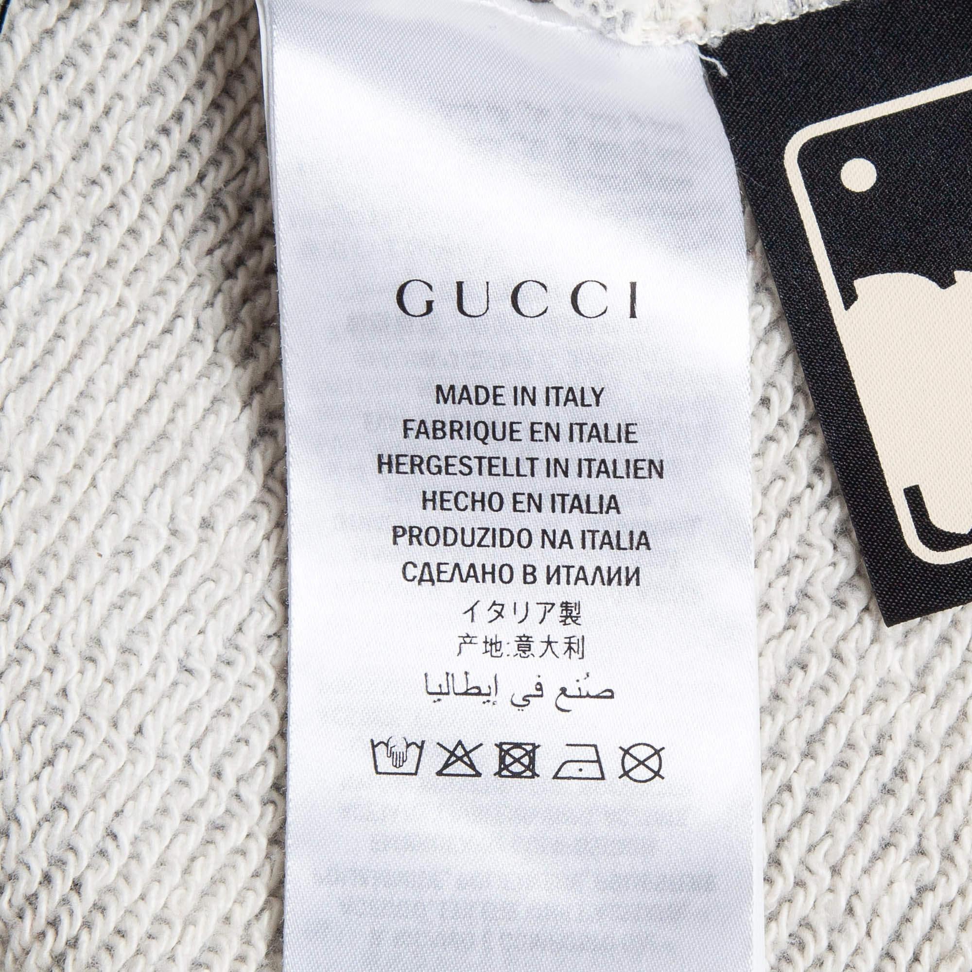 Men's Gucci x LA Grey Cotton Knit Patch Detail Sweatshirt XL