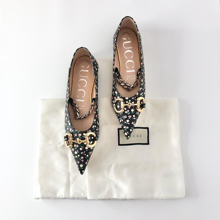 Gucci x Liberty Floral Horsebit Maryjane Pointed Toe Ballet Flats 