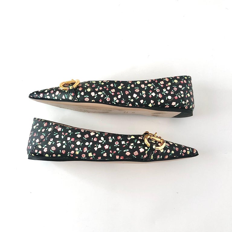 Gucci x Liberty Floral Horsebit Maryjane Pointed Toe Ballet Flats 